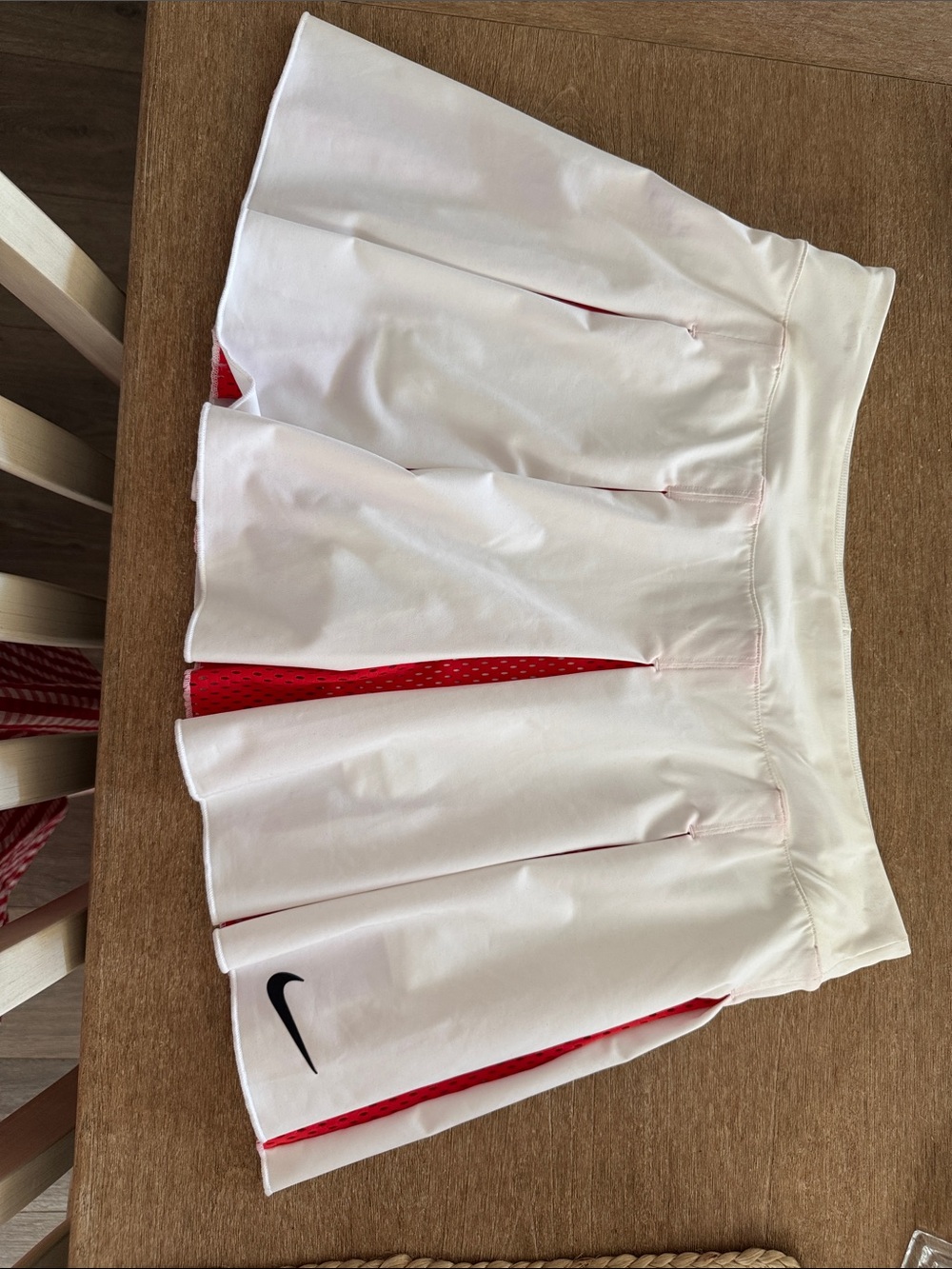 Nike White Pleated Tennis Skirt with Red Panels